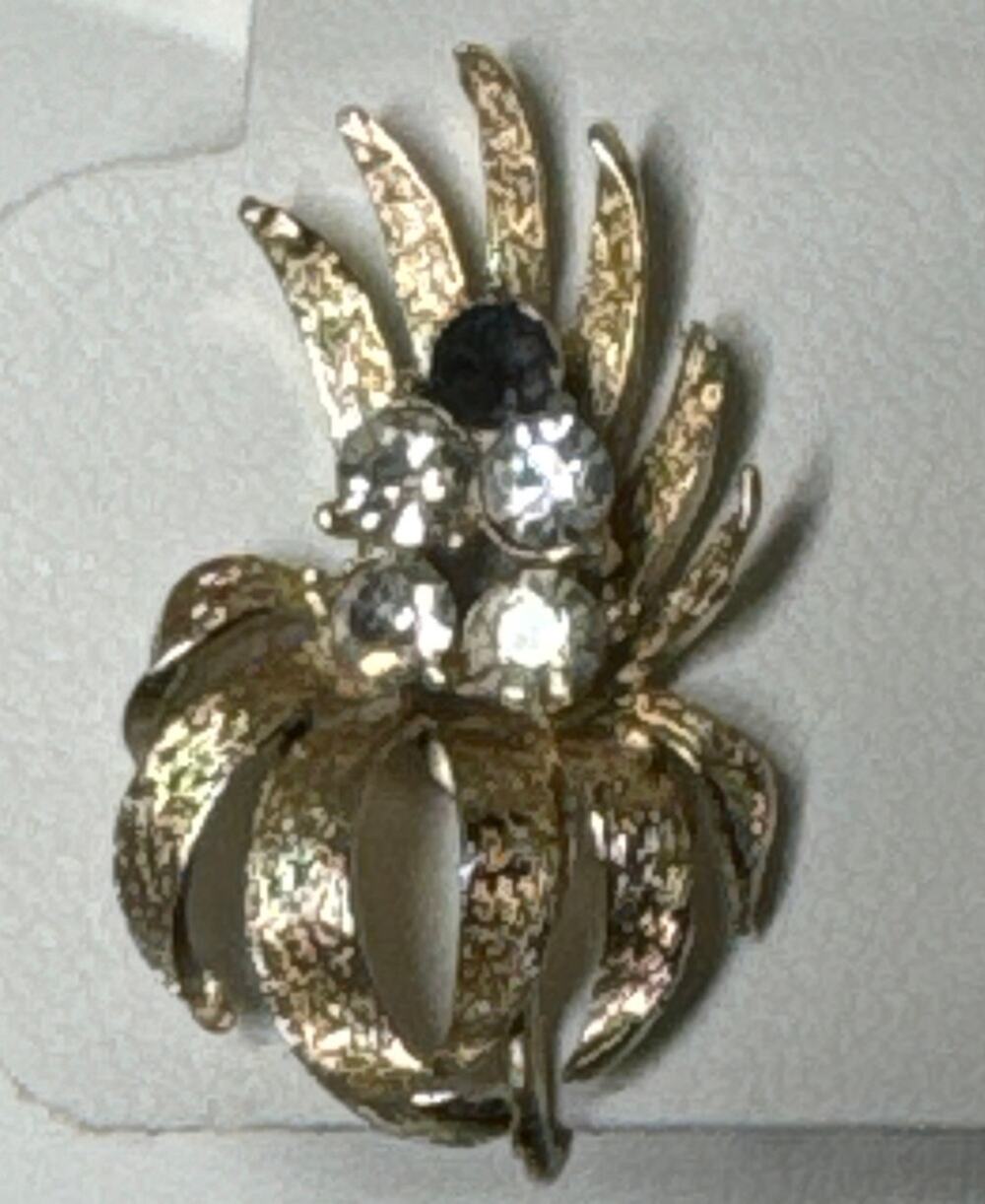 Vintage Coro stamped Spikey with rhinestone clip on earrings